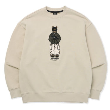 WORK HIPDOK APPLIQUE OVER FIT MTM SWEATSHIRT LIGHT BEIGE