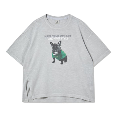 SALT WASHING REAL LADOK FRENCH BULLDOG SHORT SLEEVE T-SHIRT LIGHT GREY