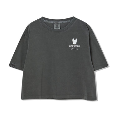 PIGMENT MINI LADOK CROP SHORT SLEEVE T-SHIRT CHARCOAL GREY