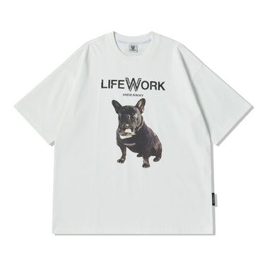 REAL LADOK FRENCH BULLDOG SHORT SLEEVE T-SHIRT WHITE
