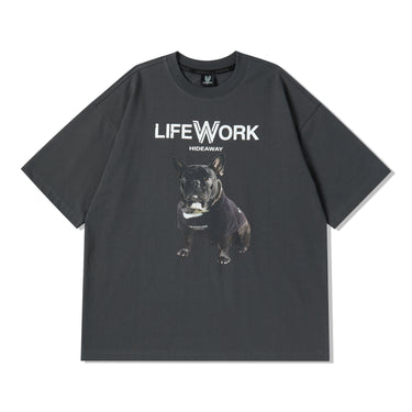 REAL LADOK FRENCH BULLDOG SHORT SLEEVE T-SHIRT CHARCOAL GREY